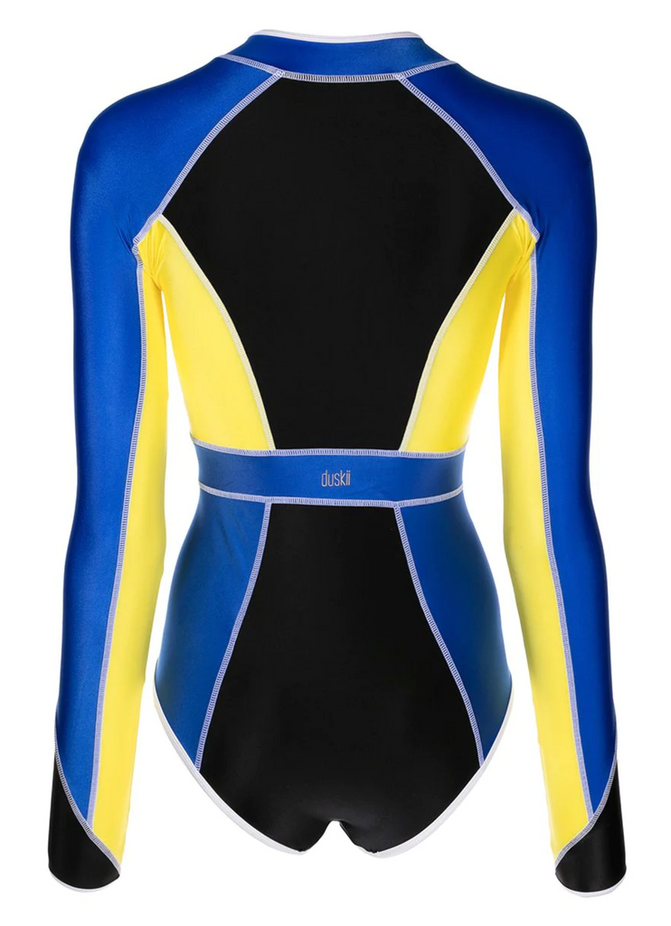 Monique Paddle Suit | Black, Neon Blue & Yellow