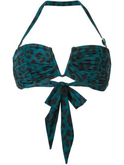 Océane Deep V Bandeau Top  | Leopard Teal